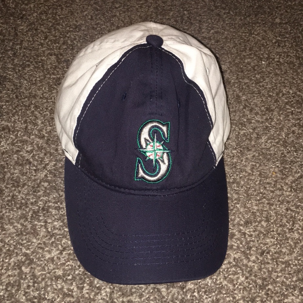 White and blue hat